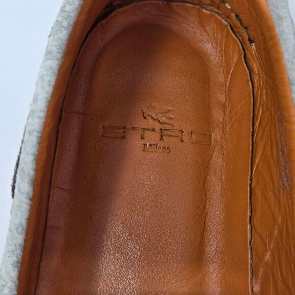 ETRO MILANO ORANGE BROWN LEATHER PAISLEY BOAT SHOES MENS SIZE 41 US 8 main image 4